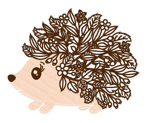 Kawaii Floral Hedgehog Machine Embroidery Design