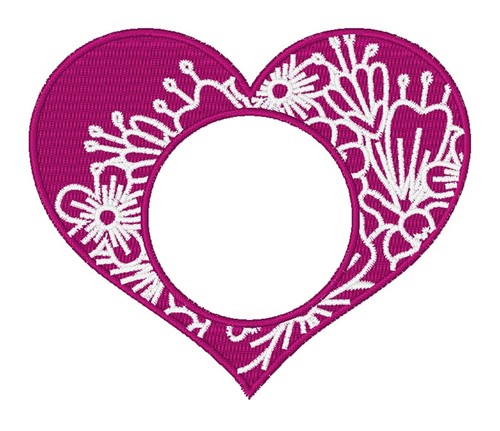 Floral Heart Monogram Frame Machine Embroidery Design
