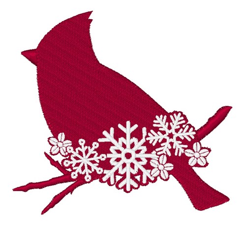 Snowflake Cardinal Silhouette Machine Embroidery Design