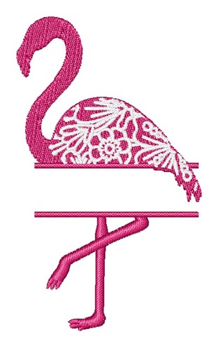 Floral Flamingo Name Drop Machine Embroidery Design
