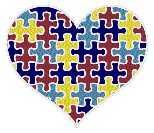 Autism Heart Machine Embroidery Design
