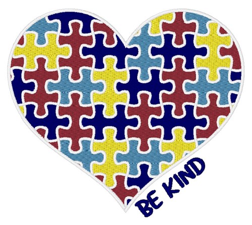 Autism Heart Be Kind Machine Embroidery Design