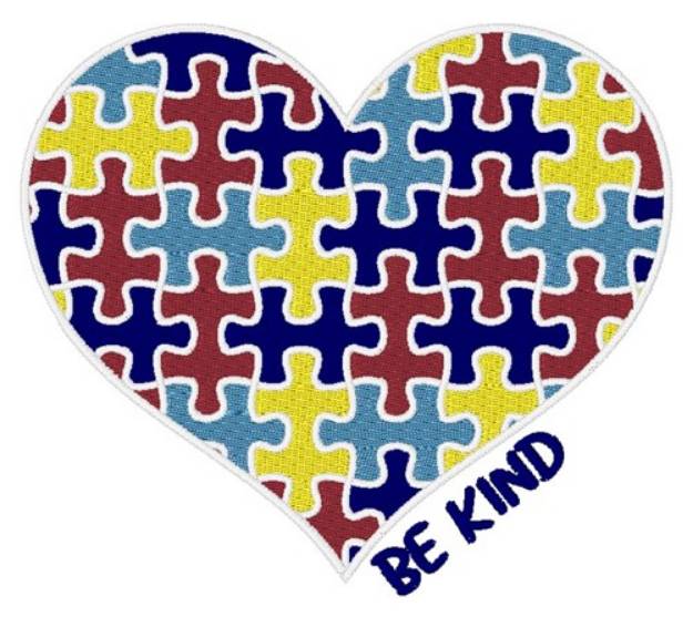 Picture of Autism Heart Be Kind Machine Embroidery Design