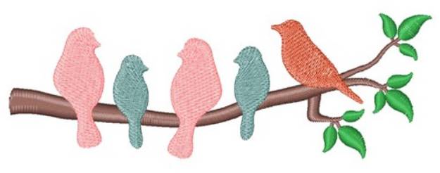 Picture of Birds Resting On Branch Machine Embroidery Design