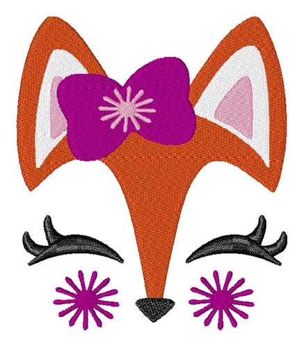 Kawaii Fox Face Machine Embroidery Design