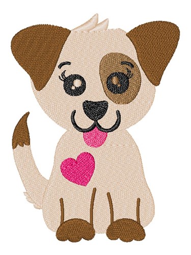 Kawaii Valentines Day Puppy Machine Embroidery Design