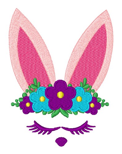 Kawaii Floral Easter Bunny Machine Embroidery Design