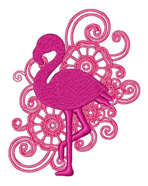 Picture of Floral Swirls Layered Flamingo Machine Embroidery Design