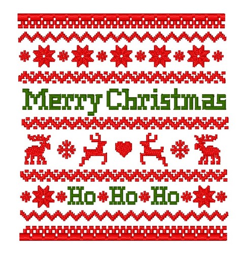Merry Christmas Sweater Pattern Machine Embroidery Design
