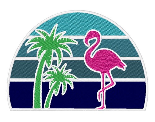 Sunset & Flamingo Machine Embroidery Design