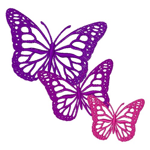 Three Butterflies Machine Embroidery Design