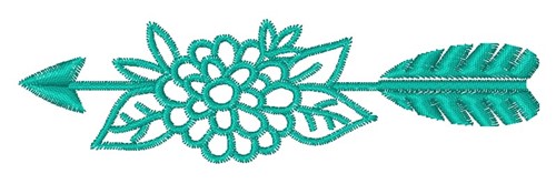 Teal Floral Arrow Machine Embroidery Design