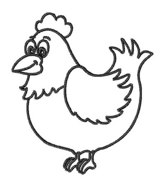 Picture of Cartoon Chicken Outline Machine Embroidery Design