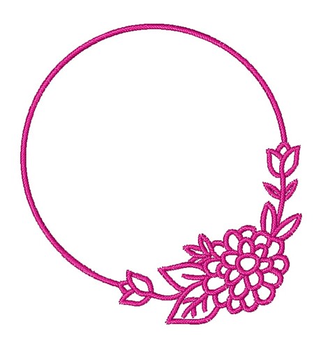 Floral Circle Frame Machine Embroidery Design