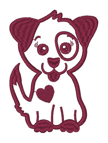 Kawaii Puppy Outline Machine Embroidery Design