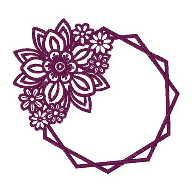 Picture of Double Floral Hexagon Frame Machine Embroidery Design