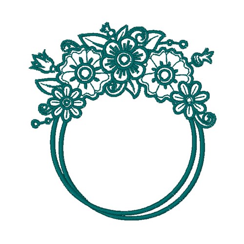 Double Circle Floral Frame Machine Embroidery Design