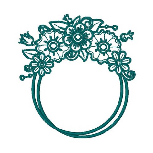 Picture of Double Circle Floral Frame Machine Embroidery Design