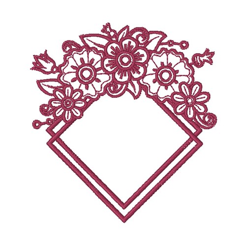 Double Diamond Floral Frame Machine Embroidery Design