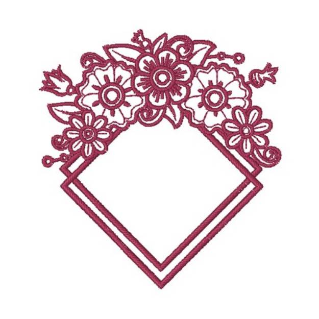 Picture of Double Diamond Floral Frame Machine Embroidery Design