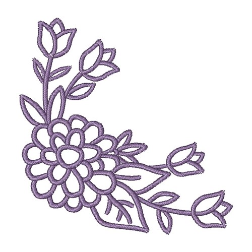 Corner Flower Outline Machine Embroidery Design