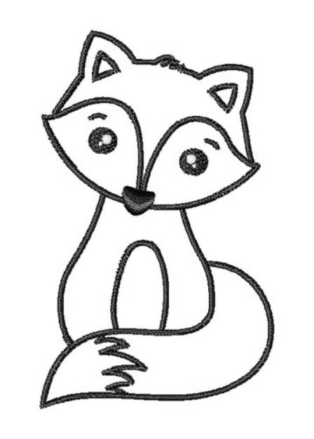 Picture of Kawaii Fox Outline Machine Embroidery Design