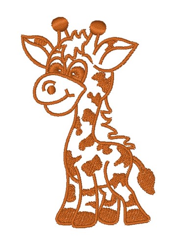 Kawaii Giraffe Outline Machine Embroidery Design