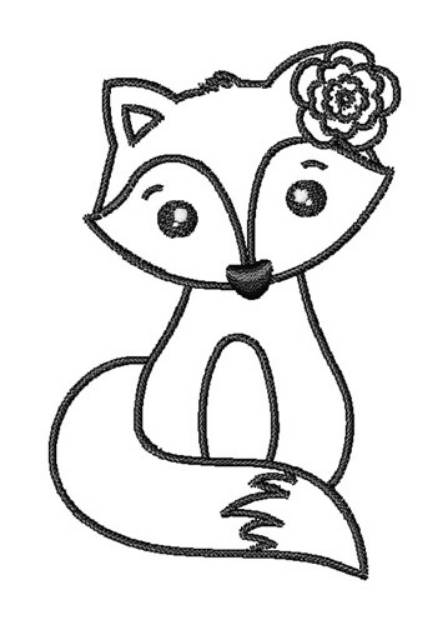 Picture of Kawaii Girl Fox Outline Machine Embroidery Design