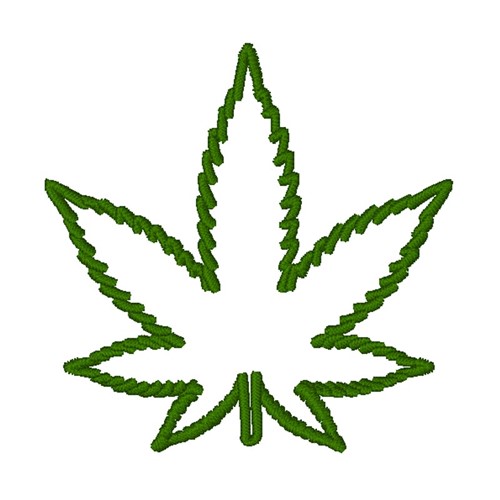 Marijuana Leaf Outline Machine Embroidery Design
