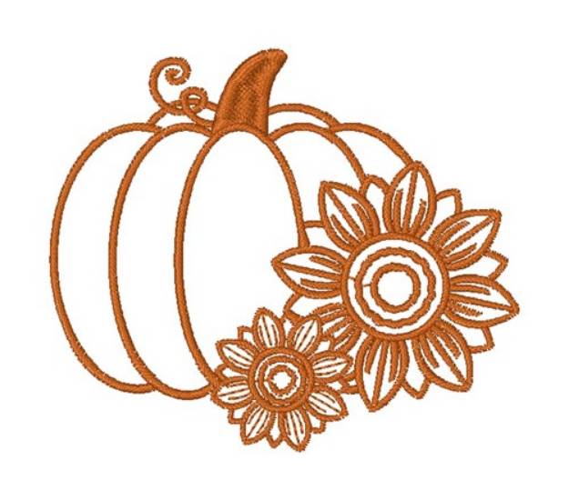 Picture of Pumpkin & Side Sunflower Machine Embroidery Design