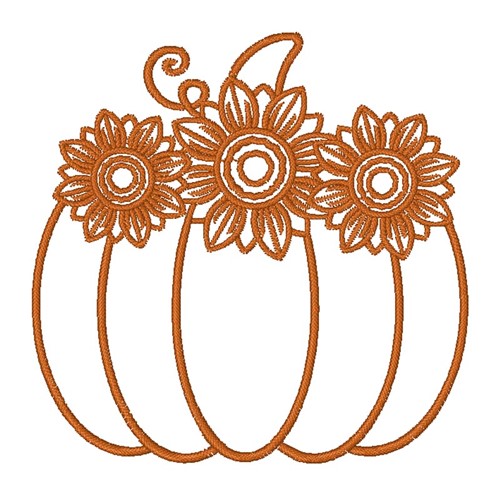 Pumpkin & Sunflower Outline Machine Embroidery Design