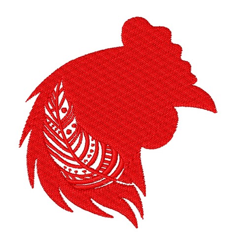 Rooster Silhouette & Feather Machine Embroidery Design