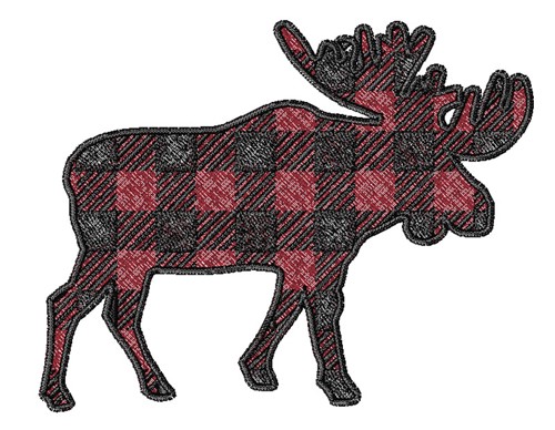 Buffalo Plaid Moose Machine Embroidery Design