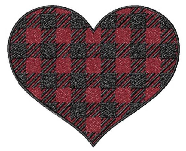Picture of Buffalo Plaid Heart Machine Embroidery Design