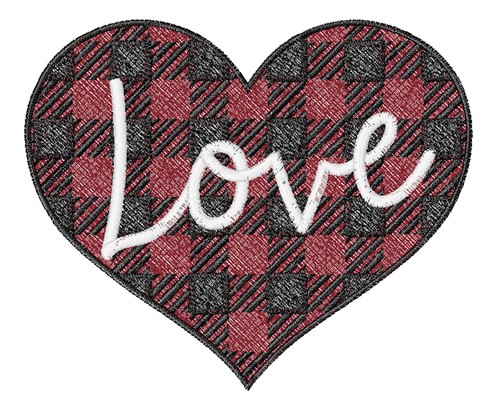 Plaid Love Heart Machine Embroidery Design