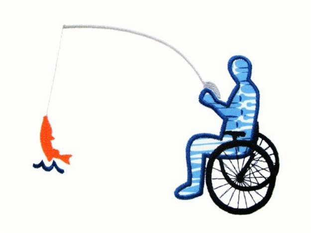 Picture of Fishing In Wheelchair Machine Embroidery Design