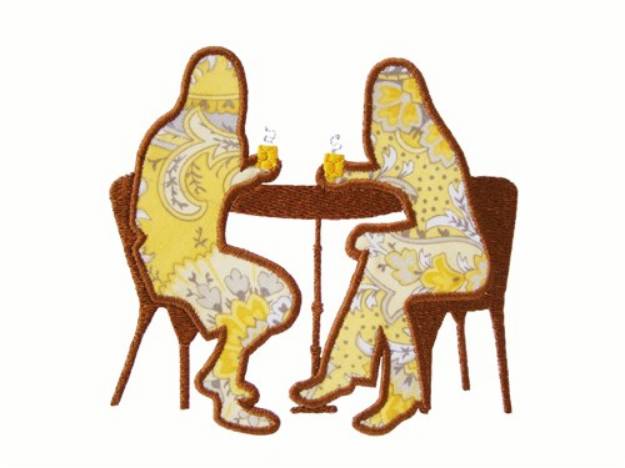 Picture of Ladies Drinking Coffee Machine Embroidery Design