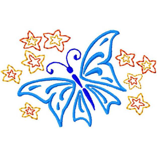 Picture of Butterfly with Stars Machine Embroidery Design