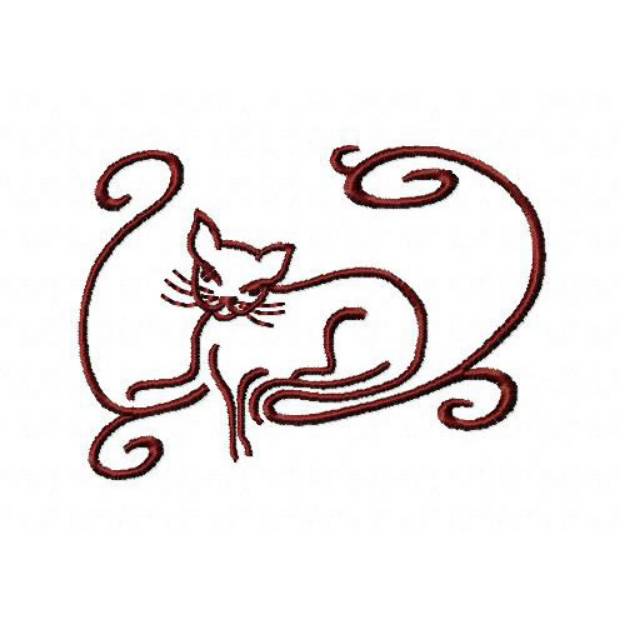 Picture of Cat And Swirls 2 Machine Embroidery Design