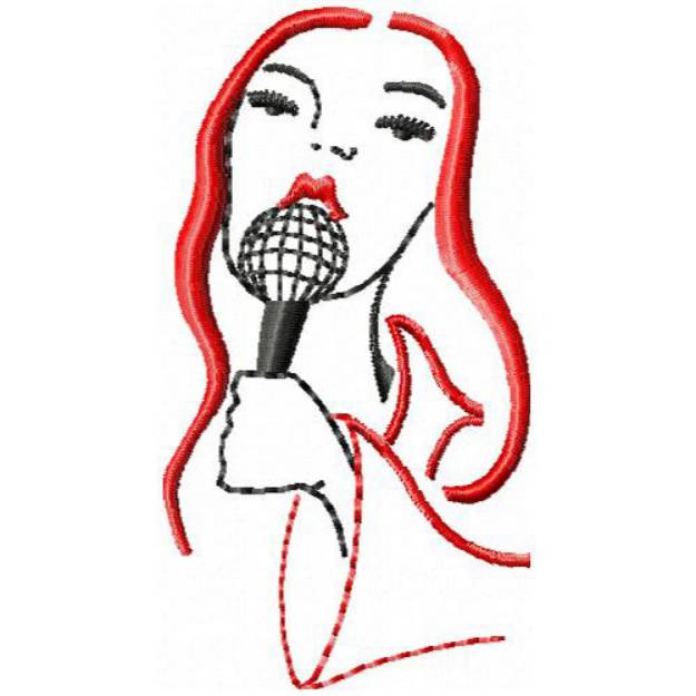 Picture of Singer Holding Microphone Machine Embroidery Design