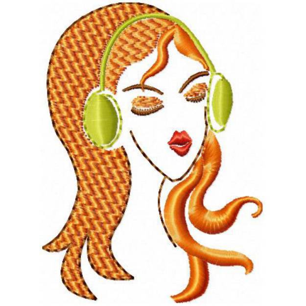 Picture of Woman With Headphone Machine Embroidery Design
