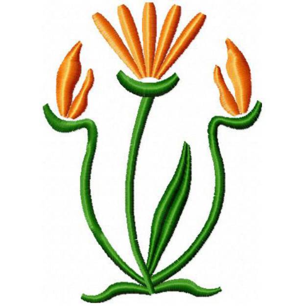Picture of Flower & Two Buds Machine Embroidery Design