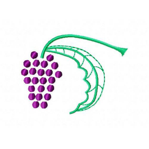Picture of Grape Bunch & Leaf Machine Embroidery Design