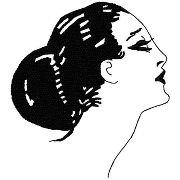 Picture of Art Deco Low Bun Hairstyle Machine Embroidery Design