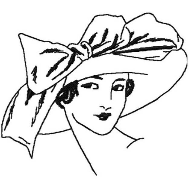 Picture of Wide Brimmed Hat & Bow Machine Embroidery Design