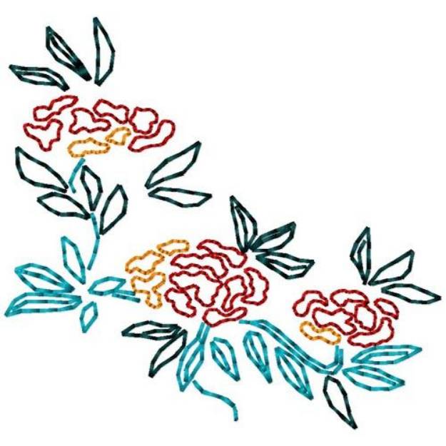 Picture of Oriental Floral Arrangement Machine Embroidery Design