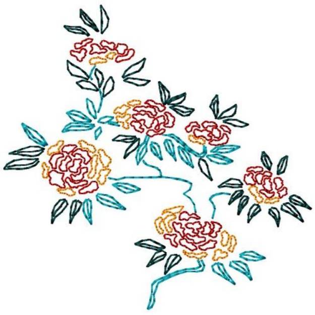 Picture of Oriental Flower Arrangement 2 Machine Embroidery Design