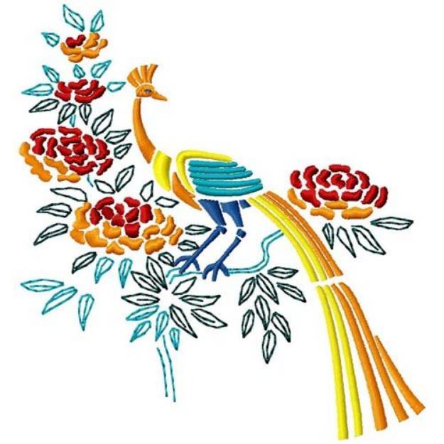 Picture of Peacock & Blossoms 1 Machine Embroidery Design