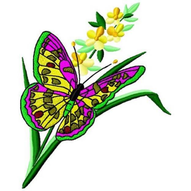 Picture of Butterfly And Flower Machine Embroidery Design