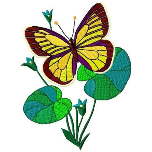 Picture of Butterfly And Flowers Machine Embroidery Design